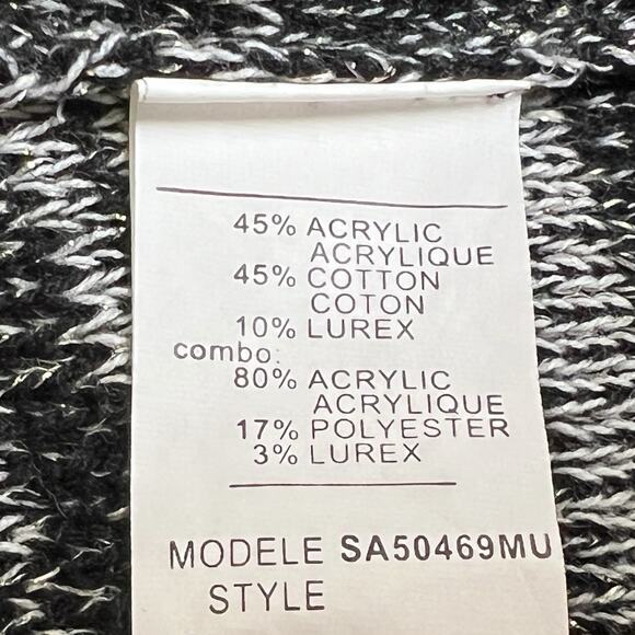 Conrad C Collection Cardigan Medium Silver Metallic Gray Black Fringe Classic - Picture 5 of 11